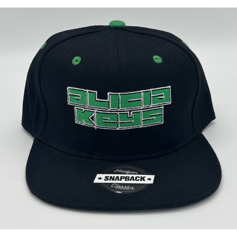 Alicia Keys Snapback Hat Headgear Classics Black‎ Green Concert Merch